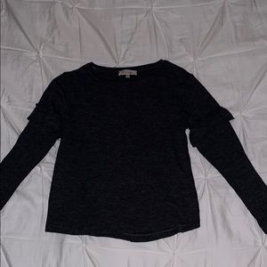 Philosophy Gray Ruffle Sleeve Top